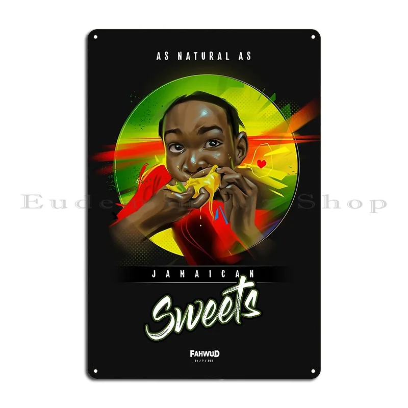 As Natural As Jamaican Sweets Metal Sign Wall Decor Personalized Party Plates Plates Design Pub Tin Sign Poster