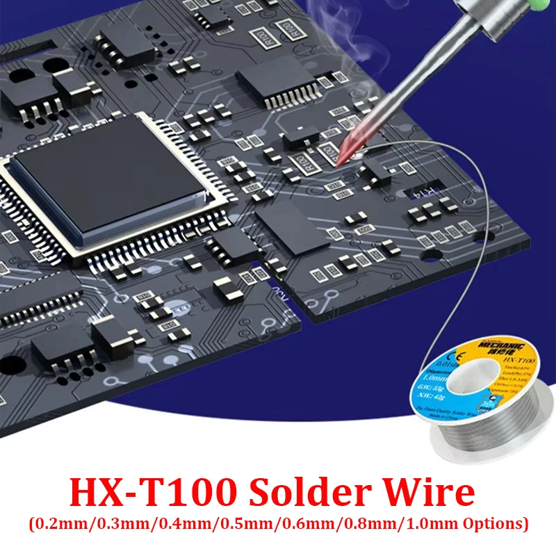 HX-T100 Solder Wire Roll ( 0.2-1.0mm)-183°C Low Melting Point 60/40 Tin-Lead Rosin Core Soldering Wire for PCB Repair