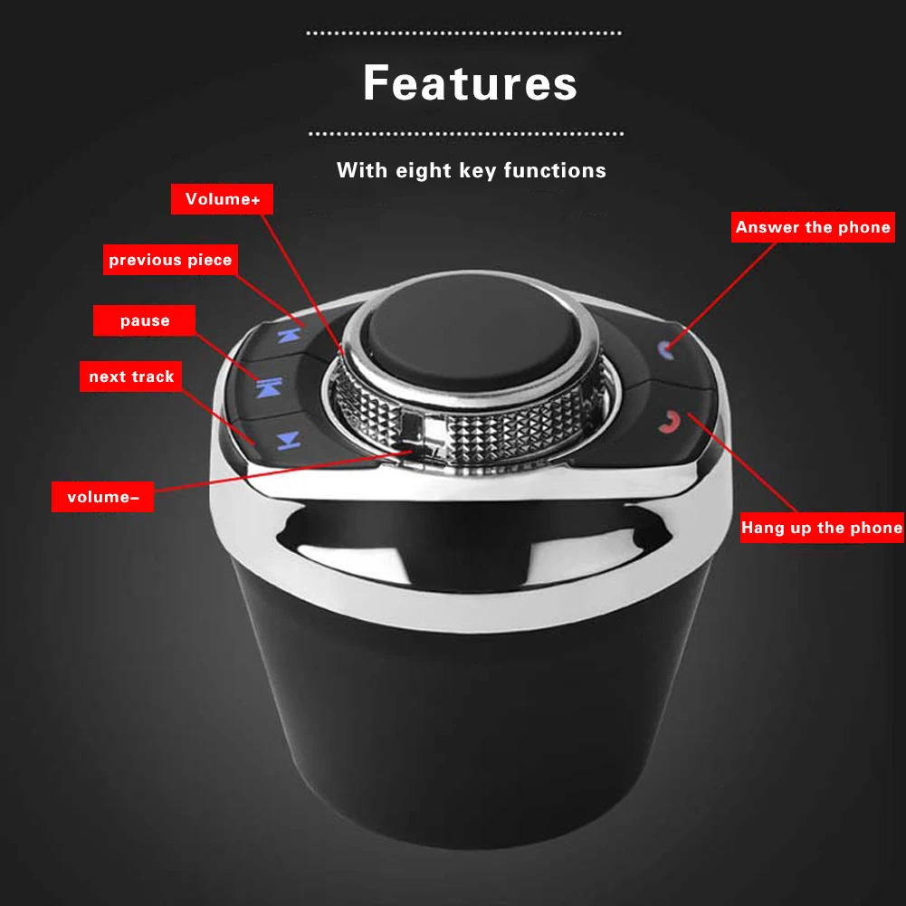 Universal Car Cup Holder Control Button Insert Wireless LED Light 8-Key Functions Android Navigation Player Auto Accessories