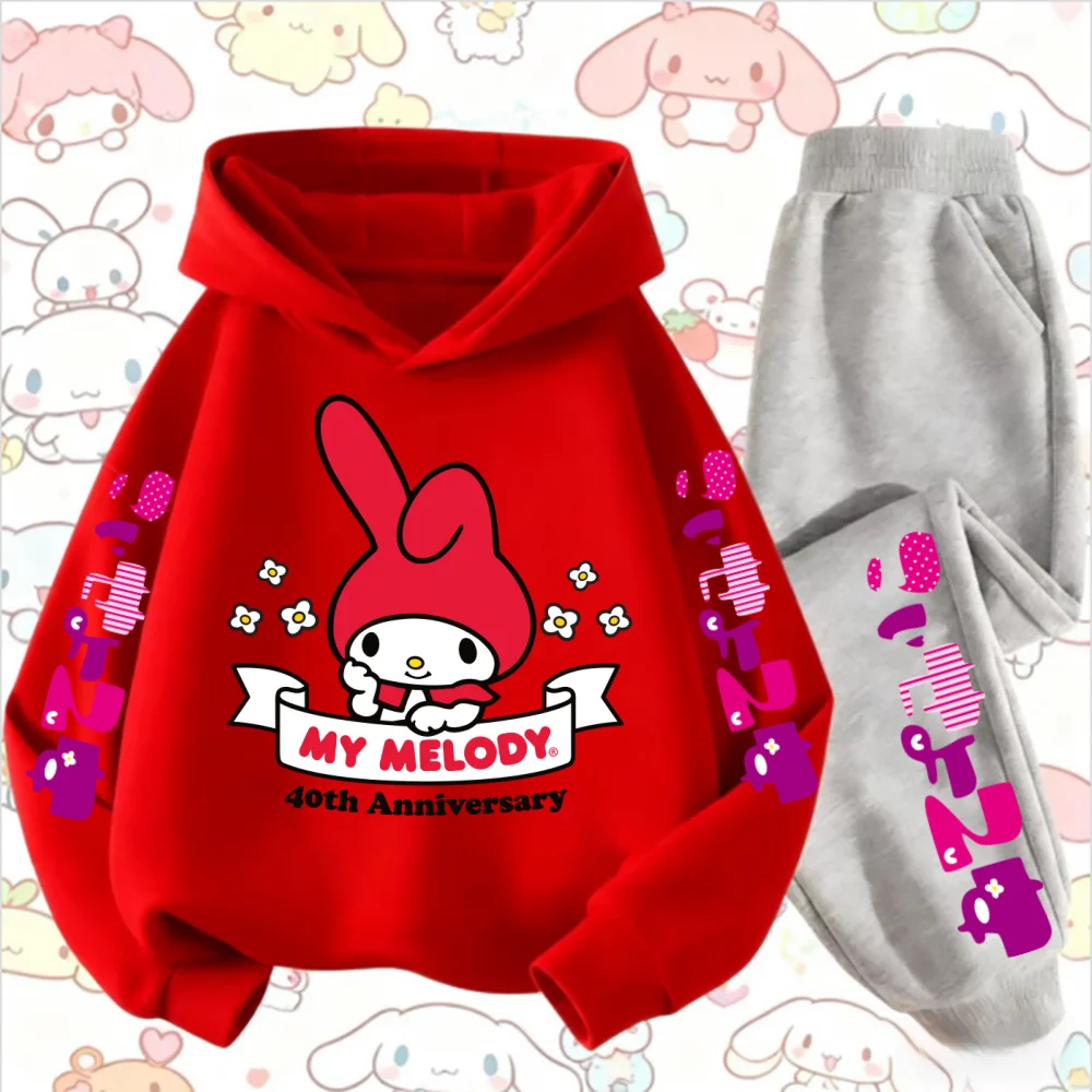 ميلودي كارتون الأطفال مقنعين البلوز + السراويل قطعتين مجموعة صبي فتاة الخريف الشتاء اليومية في الهواء الطلق عطلة الدافئة لينة ملابس رياضية