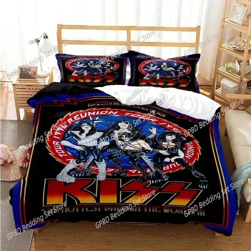 Kiss Rock Band Bedding Set Single Twin Double Queen King Cal King Size Bed Linen Set 5