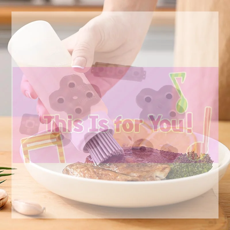 Silicone Oil Bottle With Barbecue Brush Oil Dispenser Bottle Portable Outdoor Picnic BBQ Accessories Kitchen Frying Baking Tools