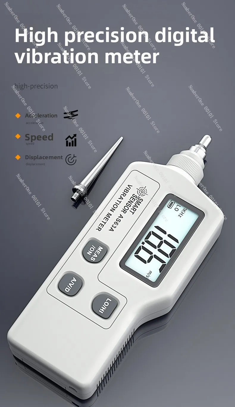 Portable High Precision Vibration Meter AS63A, Handheld Vibration Tester for Motor & Mechanical Fault Detection