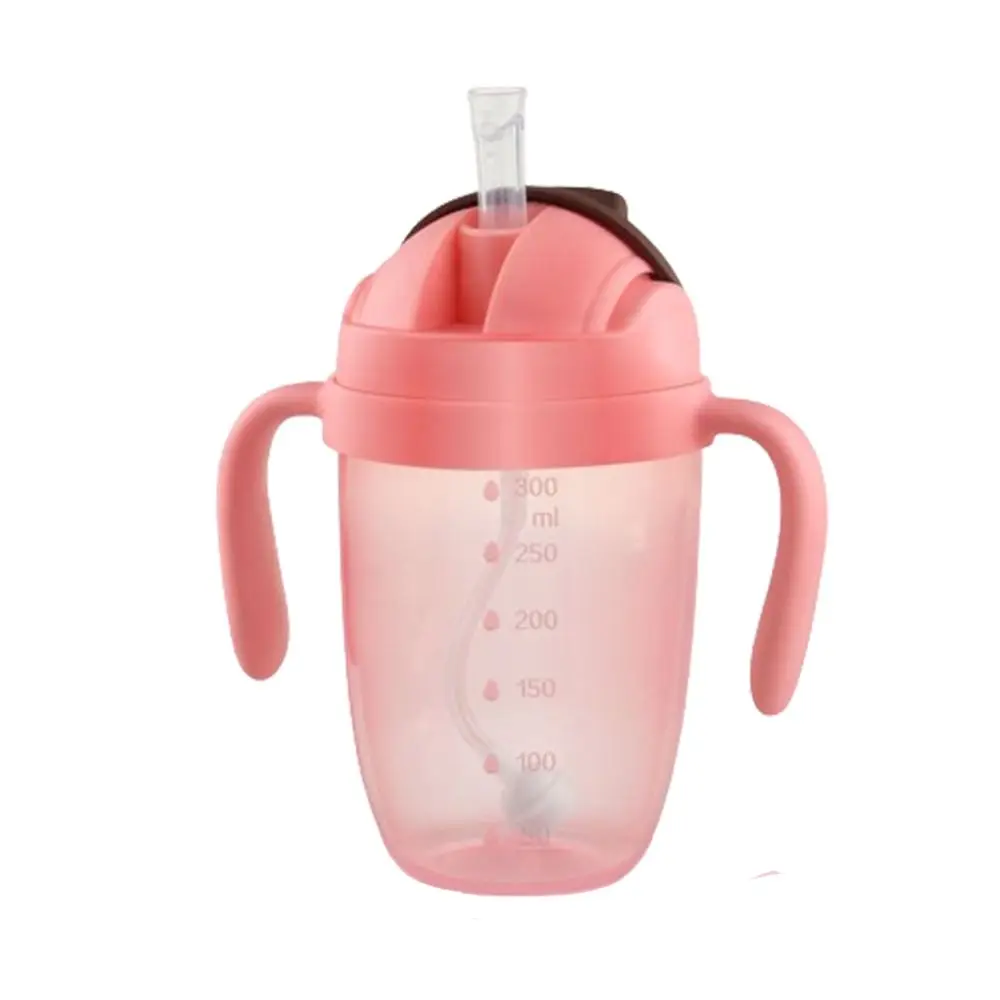 

300ML Children Learning Cup with Double Handle Leakproof Infants Water Bottle Kettle Milk Tea Cup Flip Lid Kids Sippy Cups