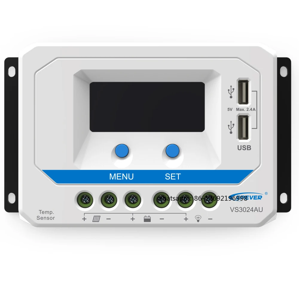 

VS3024AU 30A12V24V Контроллер заряда и разряда солнечной системы ЖК-дисплей с двумя USB-портами
