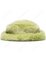 Women Winter Faux Fur Bucket Hat Solid Color Fluffy Warm Fisherman Cap Streetwear