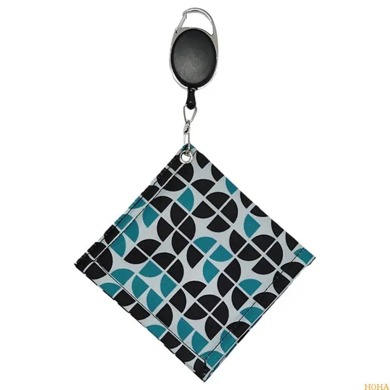 N0HA Square Mini Golf Ball Cleaning منشفة مقاومة للماء مع مشبك سلسلة مفاتيح قابل للسحب #5