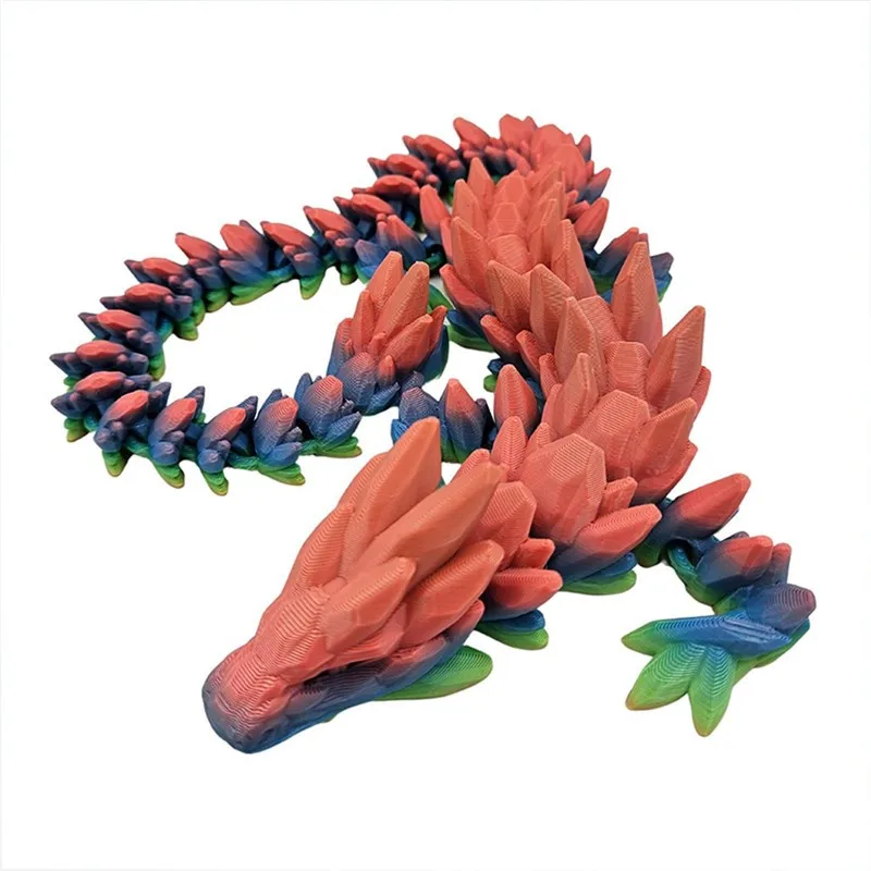 قطعة واحدة من تمثال التنين الأحجار الكريمة المطبوعة ثلاثية الأبعاد-ديكور مكتب بلاستيكي قزحي الألوان، مثالي لغرفة النوم والمكتب، هدية مثالية لعيد الميلاد #2