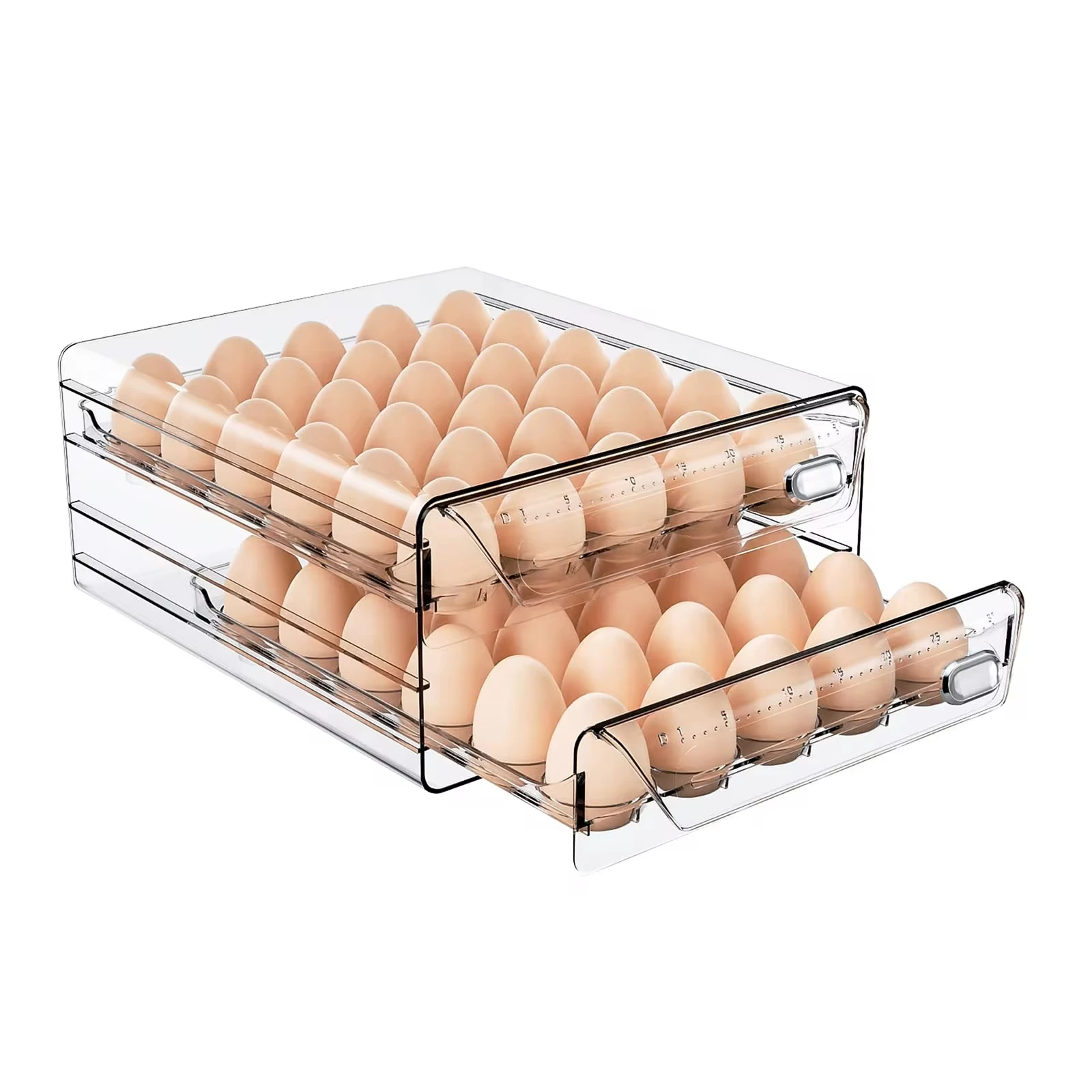 Contenedor transparente de 60 huevos para refrigerador, soporte para huevos para nevera, contenedor de almacenamiento de huevos apilable, bandeja de caja de almacenamiento de huevos frescos