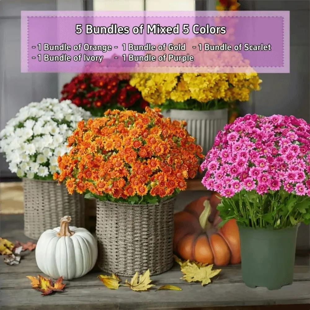 

5 Bundle High Fidelity Gradient Artificial Daisy Bouquet UV Resistant Bendable Stems 21 Heads Simulated Flowers 7 Fork Design