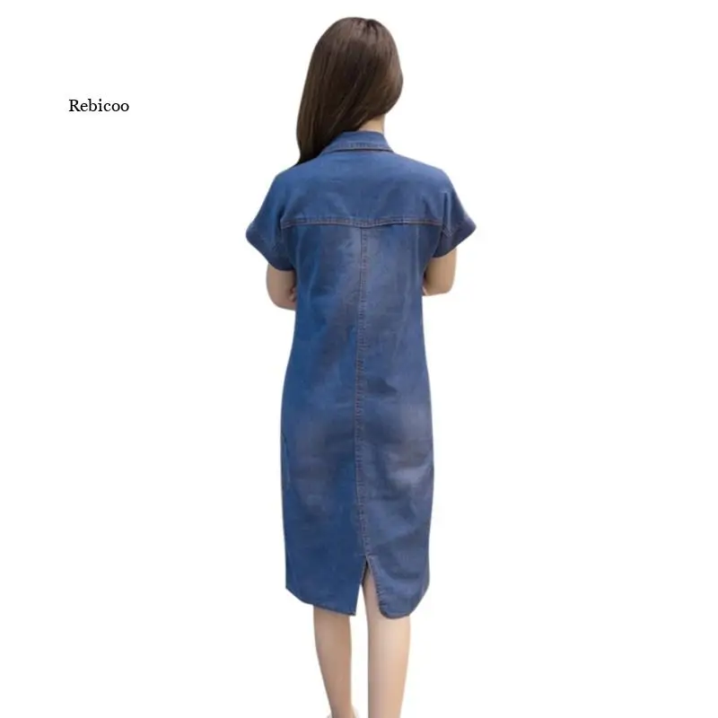 Women Denim Dress Female Summer Clothing   Women Jeans Dress Elegant Casual Cowboy Dresses retro dresses