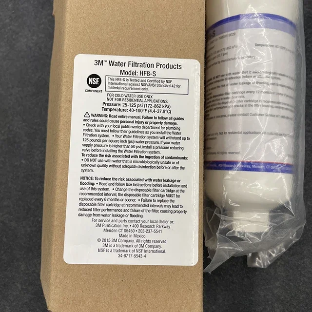 Elemento de filtro HF8-S do purificador de água 3M