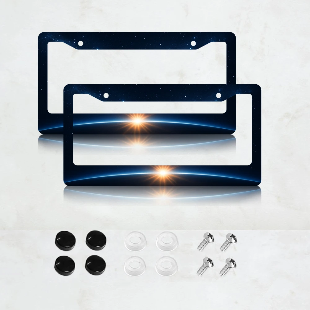 

2 шт. рамки для номерных знаков с 2 отверстиями, сине-белые, с дизайном «Земля и звезды», из алюминия, 6x12 дюймов, в комплекте с винтами.