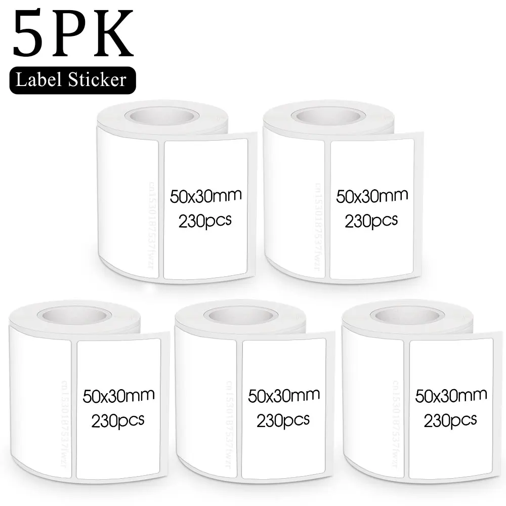 5 Pieces Label Paper Compatible for E210 M110 M200 M220 Label Maker 50x30mm 50x80mm Adhesive Sticker for E210 Labeling Machine