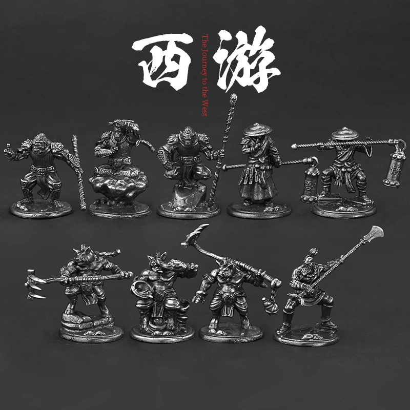 Metal car key pendant ornaments Journey to the West Tang Monk Sun Wukong Bajie ancient soldier model desktop game ornaments