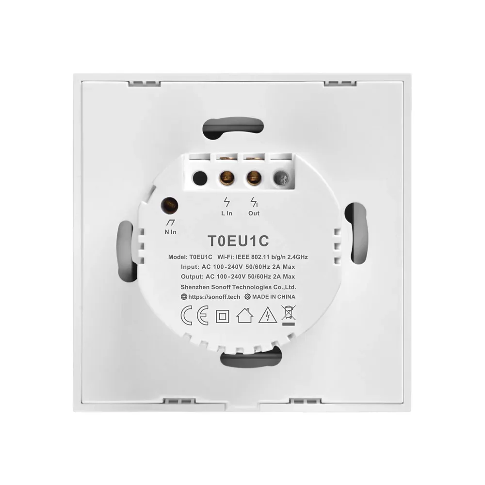 T0EU 1C TX Wifi Wall Touch Light Switch 1Gang  Remote Control Timer Smart Home Works With Alexa