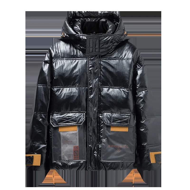 New Casual Men's Winter White Duck Down Jacket Outwear Tops Thick Warm Shiny Hooded Puffer Coats Large Size M-4XL Parkas Clothes