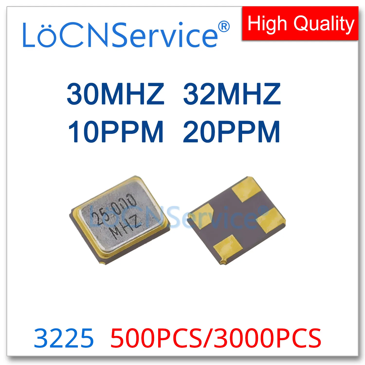 30Mhz 32Mhz 10PPM 20PPM 500PCS 3000PCS SMD Passive quartz crystal oscillator 4Pin 3225 30.000mhz 30M 32.000mhz 32M Resonators