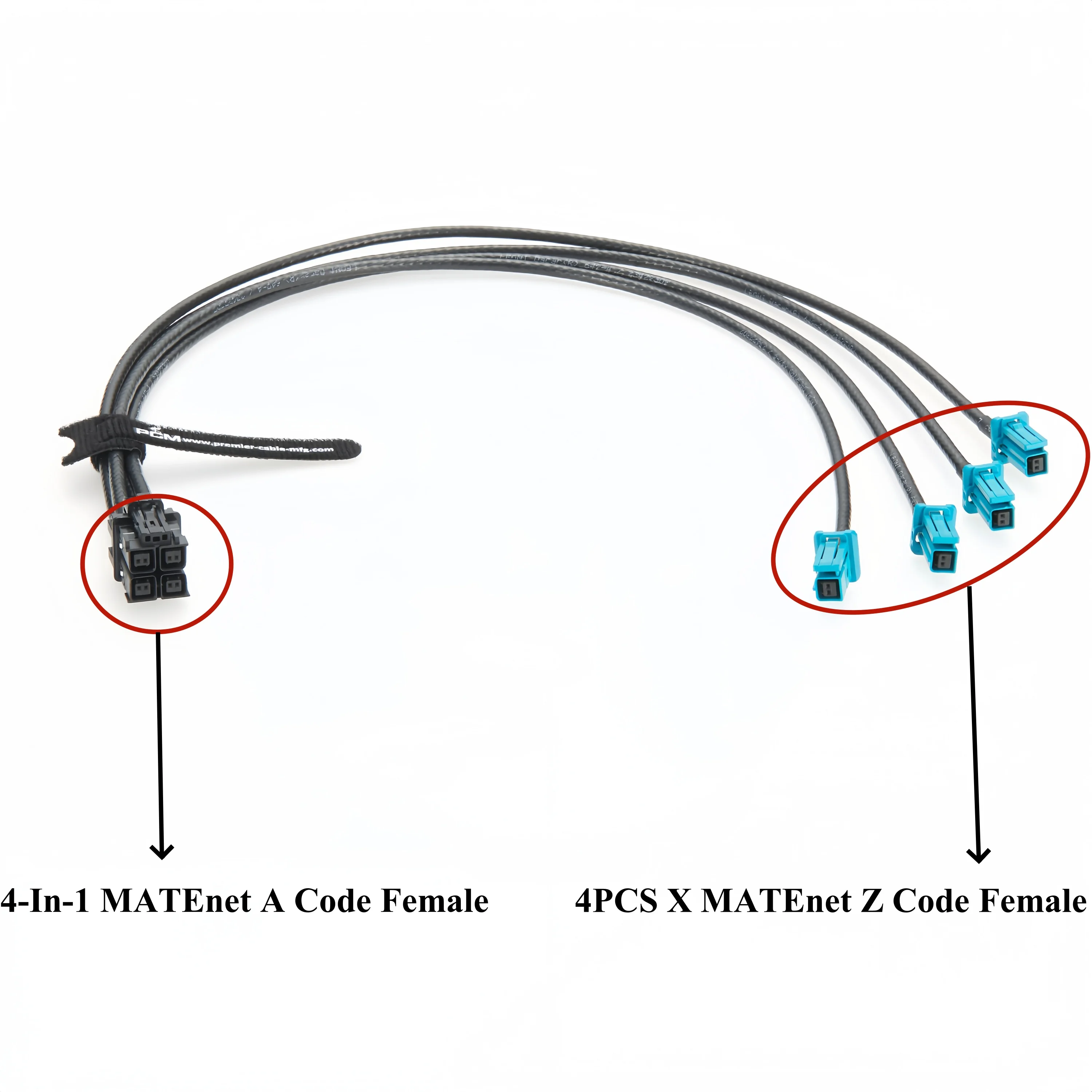 4 In 1 MATEnet 기가비트 차량용 이더넷 하네스, 기존 TE 4 포트 MATEnet 자동차 연결 케이블 2394102 -1까지 2302510 -9