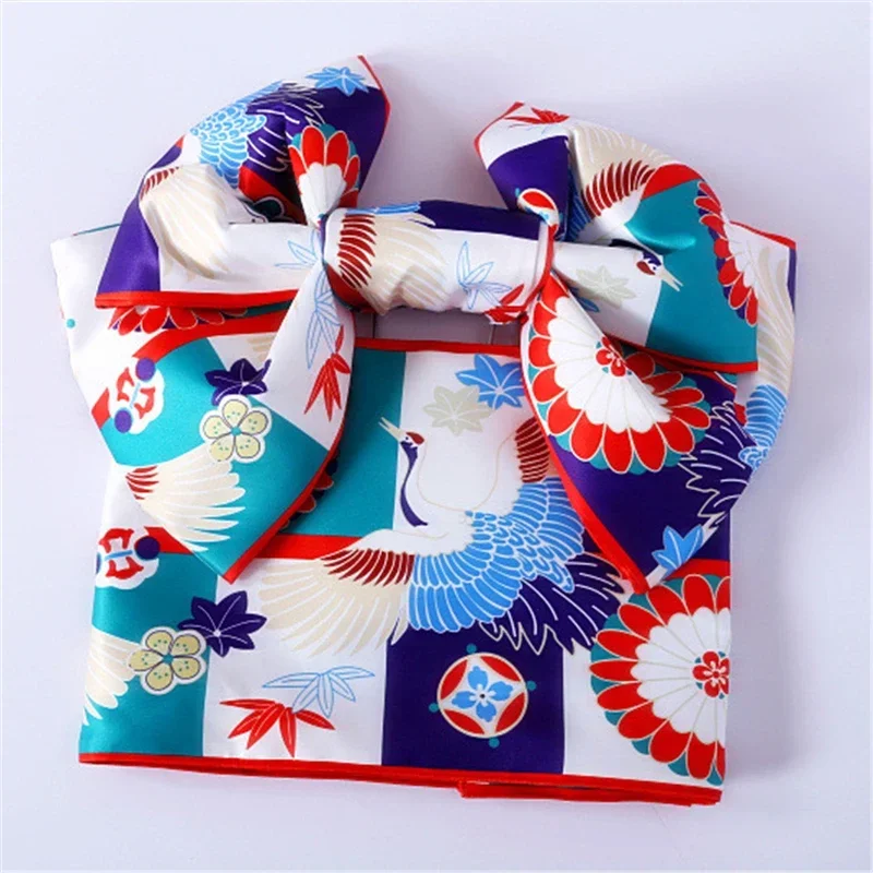 Japanese Style Kimono Bow Belt-Haori Obi Yukata Coat Accessories Kanagawa Costume Multi-pattern Butterfly Cotton Dress