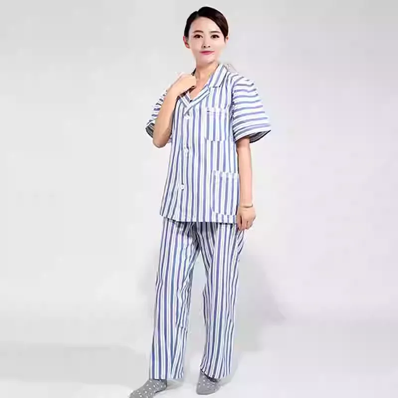 가을 긴 소매 잠옷 세트 줄무늬 남성 면화 얇은 잠옷 Pijama 남성 여성 커플 Loungewear 홈 나이트 착용 느슨한