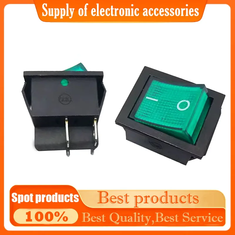 Ship-shaped switch, flip plate switch with green light switch KCD4-201N CQC certification, four-legged, two-speed, 15A/30A, 250V