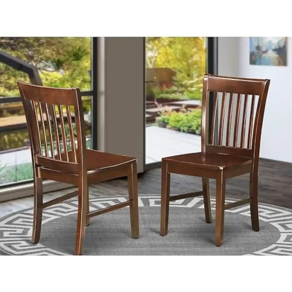 Modern Mahogany Dining Chairs Set of 2 Ergonomic Wooden Seats Slat Back Design Sturdy Legs Elegant Finish Easy Assembly Timeless