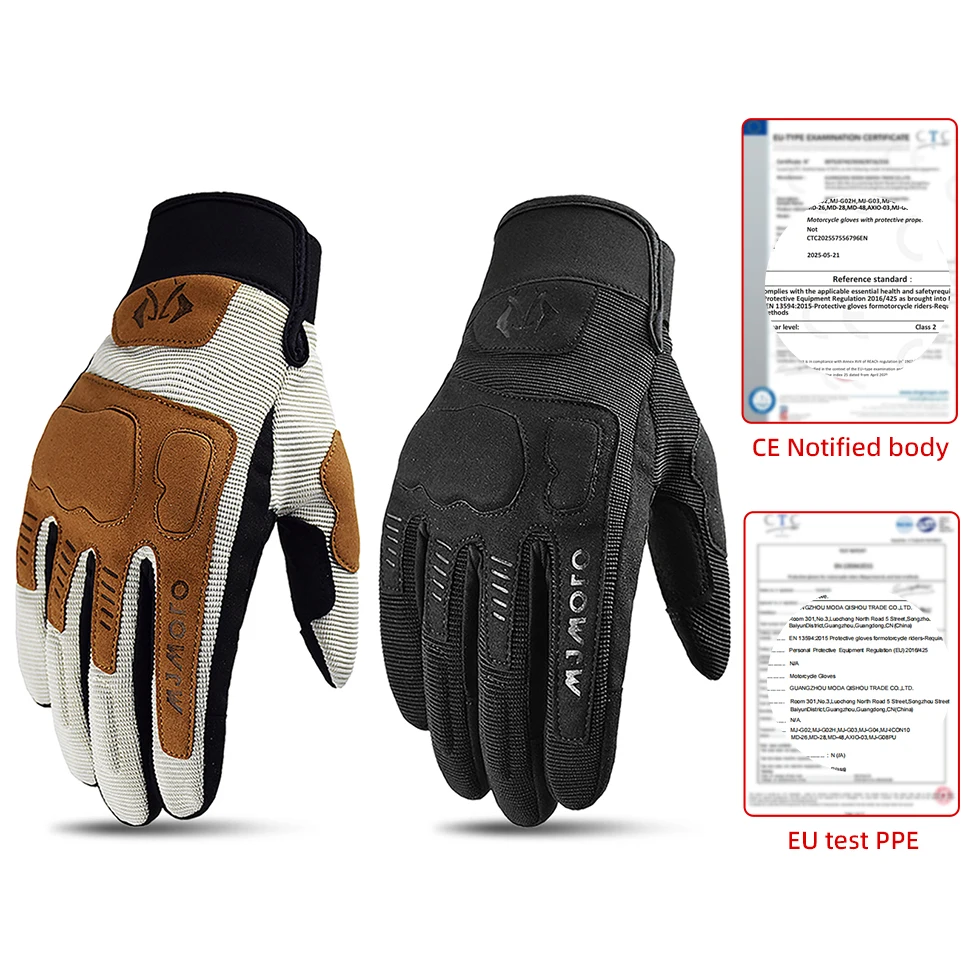 MJMOTO Summer Windproof Motorcycle Gloves Touchscreen Compatible Wear-resistant Non-slip Breathable Motorbike Motocross Gloves