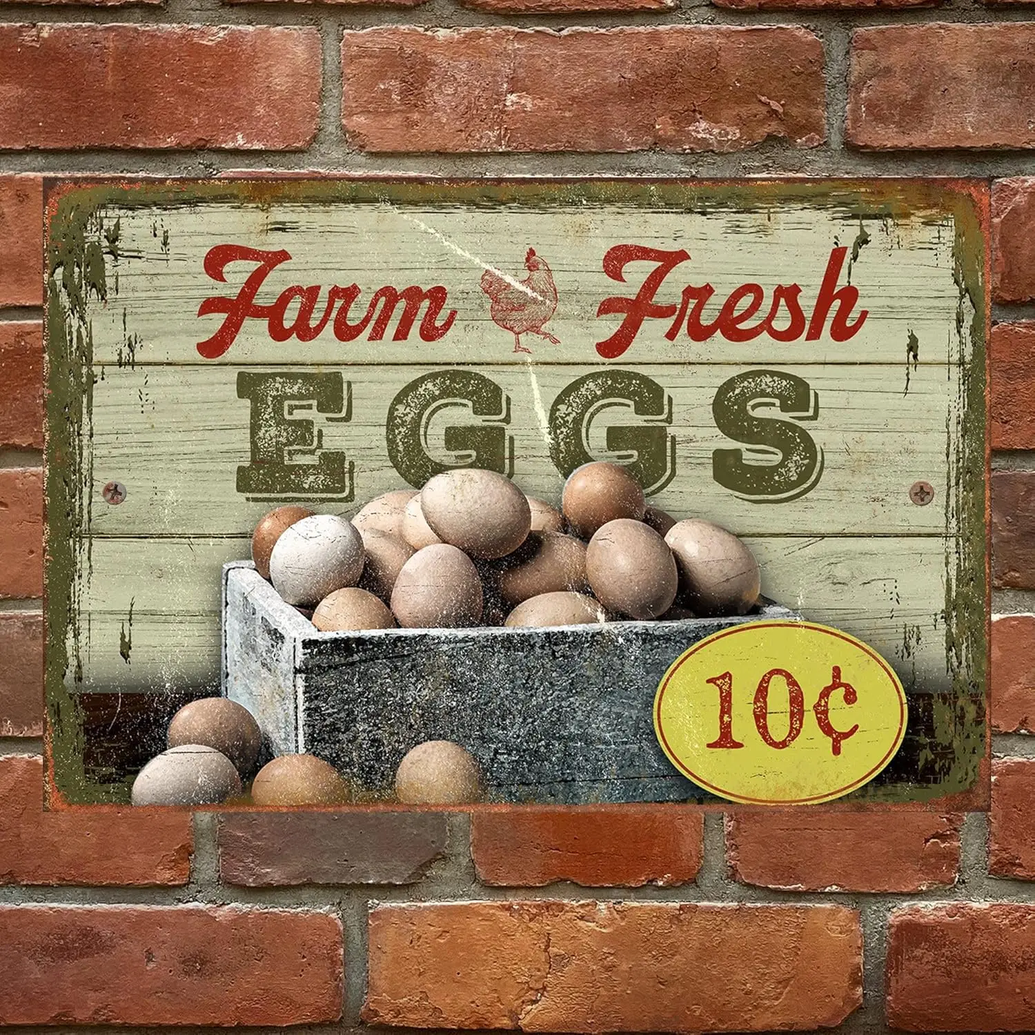 Retro tin sign, farm eggs- farmhouse living metal sign gift for farmers Funny Wall Décor Signs Poster Plaque ,de25saA87-alum