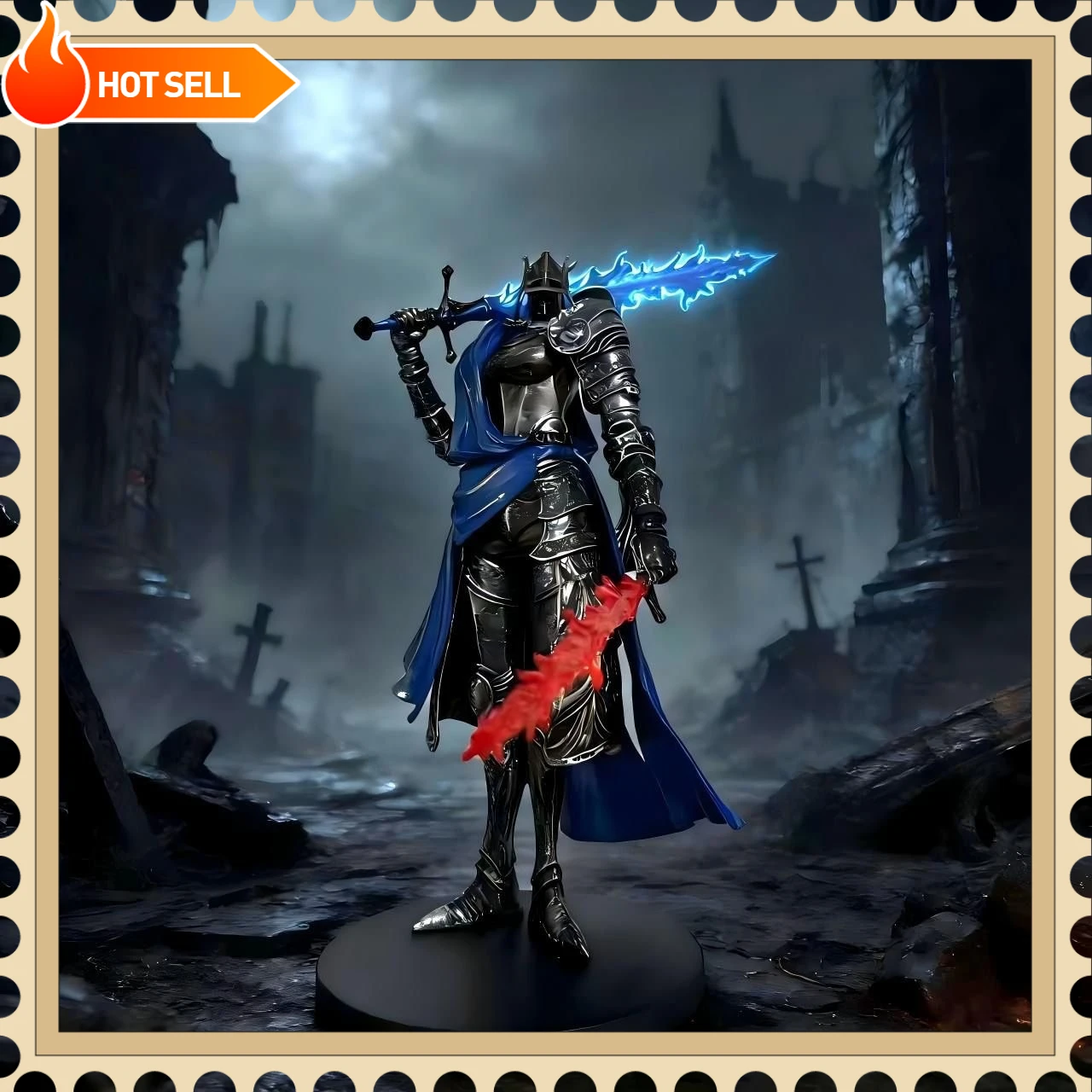 

Ring Rellana Twin Moon Knight Action Figure Miquella Sword Collectible Statue Game Peripheral Desktop Ornament Gift for Game Fan