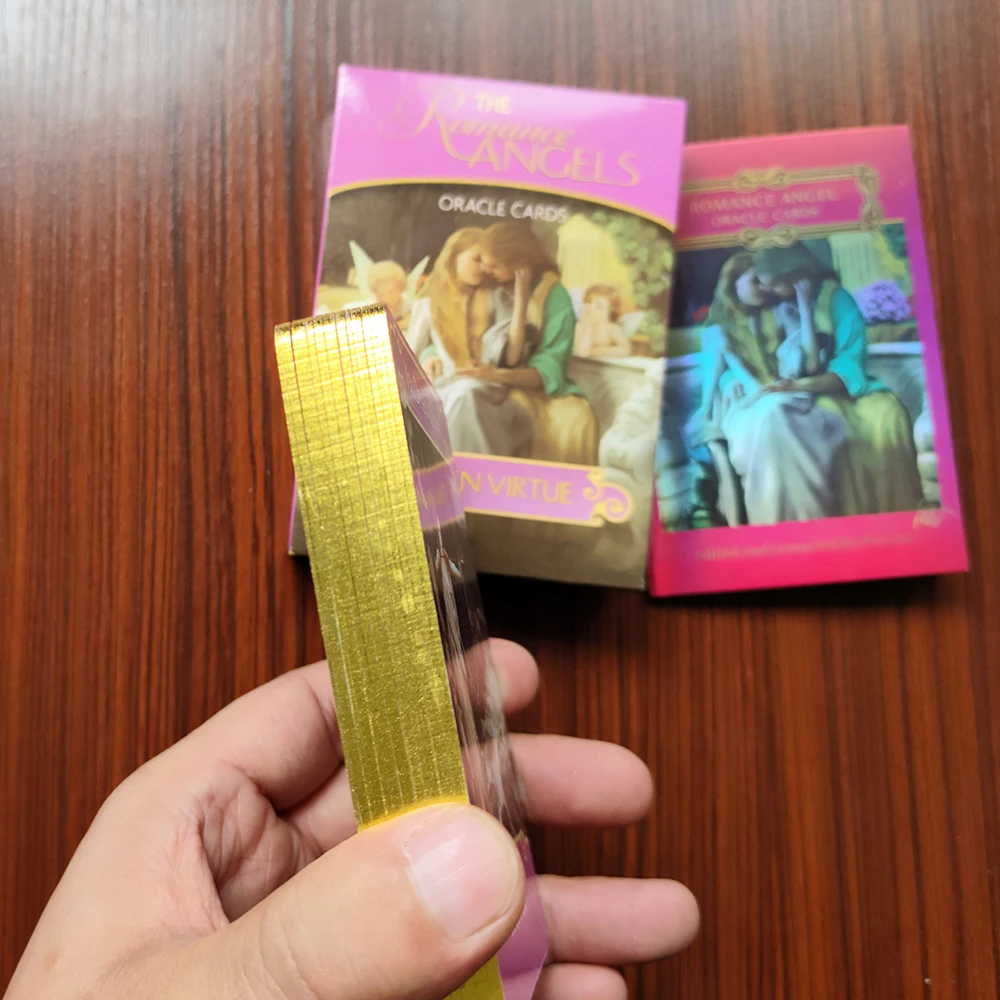 Gold edge. The Romance Angels Oracle Cards-A 44-Card Deck & English Guidebook English Prophet Prophecy Oracle Divination