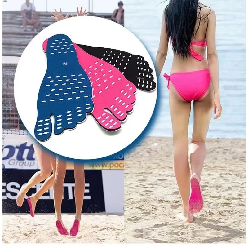 الرجال النساء النعال الشاطئ غير مرئية تسولي ملصقات القدم مقاوم للماء ذاتية اللصق مرنة بركة حافي القدمين المضادة للانزلاق قدم الرعاية الوسادة