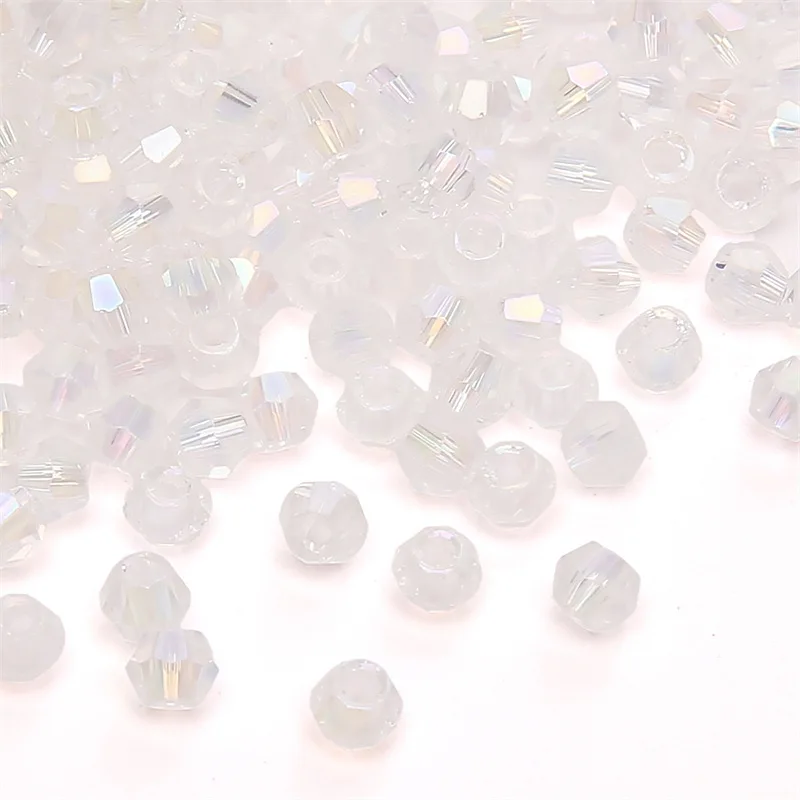 Perles de verre à facettes, perles rondes en cristal d'espacement amples pour la fabrication de bijoux, accessoires de Bracelet et de collier à faire soi-même, vente en gros