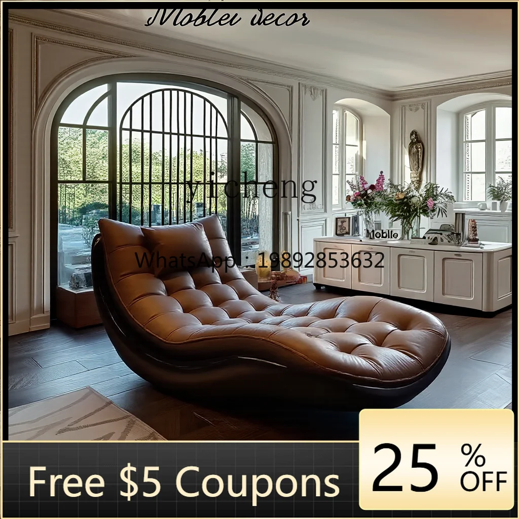 

W2-5 black and white French living room leather reclining chair sofa large flat senior leisure single chair