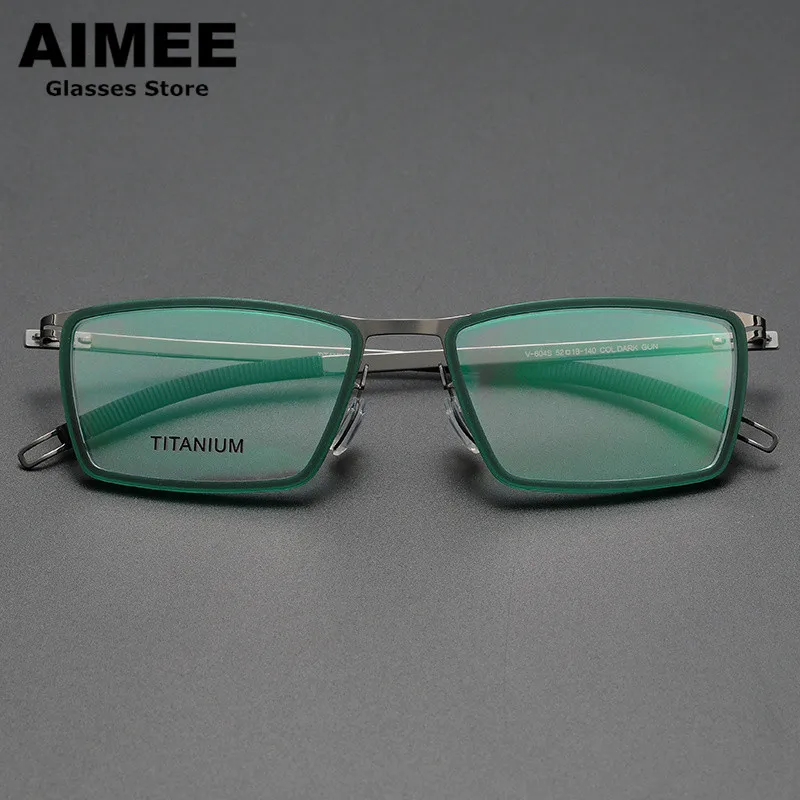 Men's Square Business Eyeglasses Screwless Titanium Ultralight Glasses Frame Women Brand Design Prescription Rubber Ring Eyewear