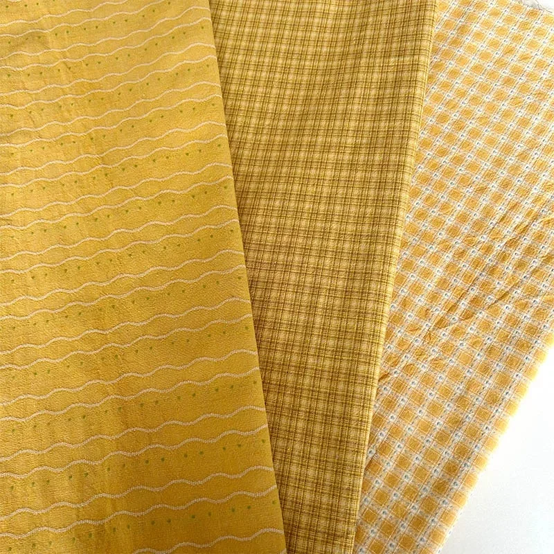 Yellow color cotton pre-dyed woven fabric for washing - DIY handmade fabric patchwork clothing fabric