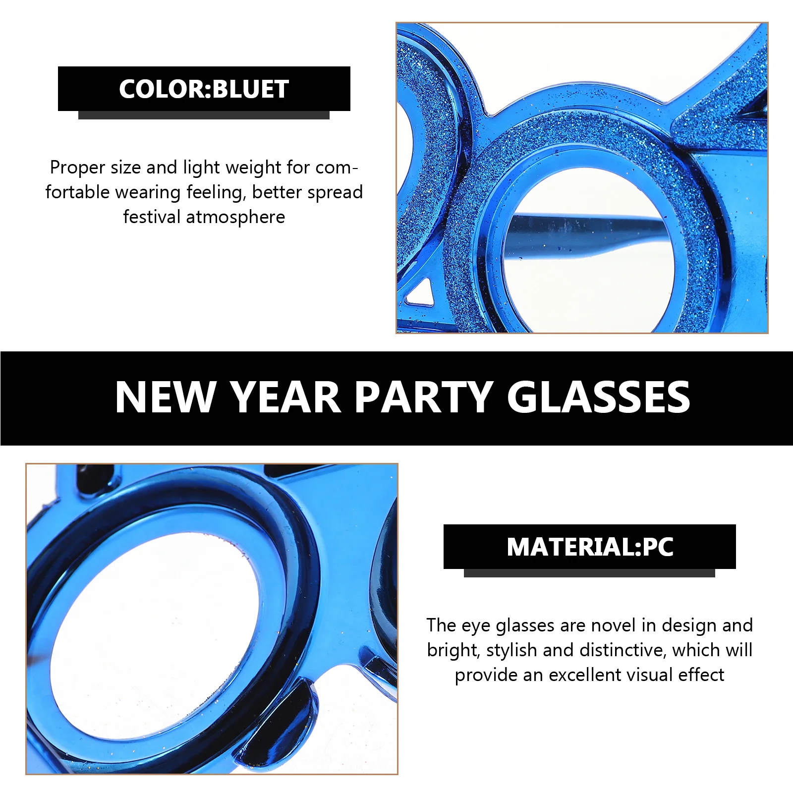 

2024 Number Eyeglasses Pc Material Party Use Eyewear Funny New Year Party Photo Props Novelty Glasses 2024 Eyeglasses