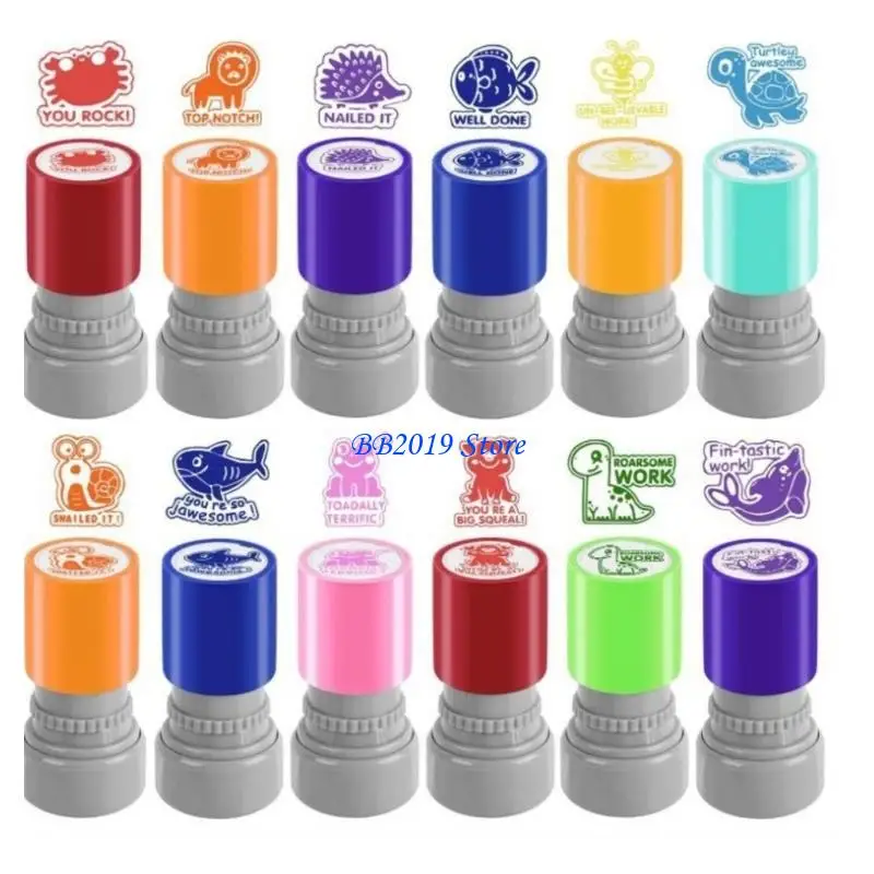 Q0KB 12 Piece Teacher Assessment Stamp Collection For School Homework Marking