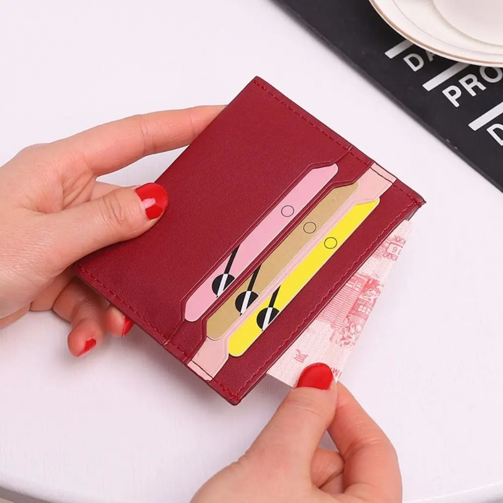 Minimalist Wallet Business Bank Credit ID Card Holder for Men Women Purse Ultra Thin Mini Card Bag PU Leather Card Cover Pouch