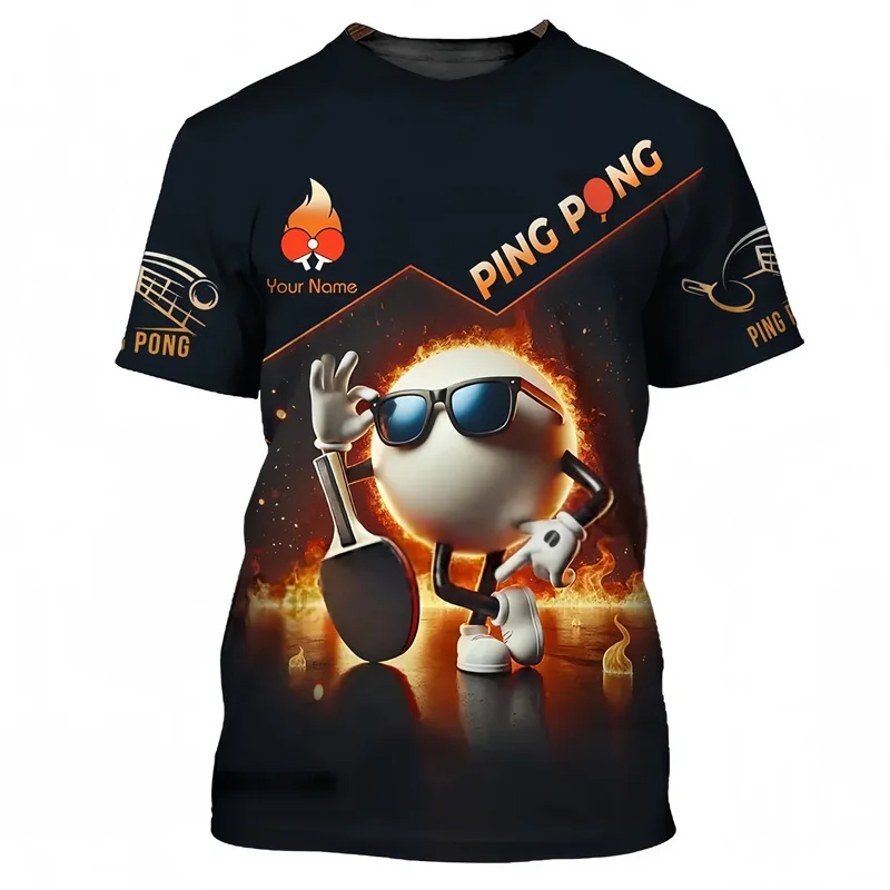 Table Tennis Pattern T Shirt For Men Custom Name 3d Printing Pingpong T-Shirt Training Short Sleeves Tops Sports Tee Shirts