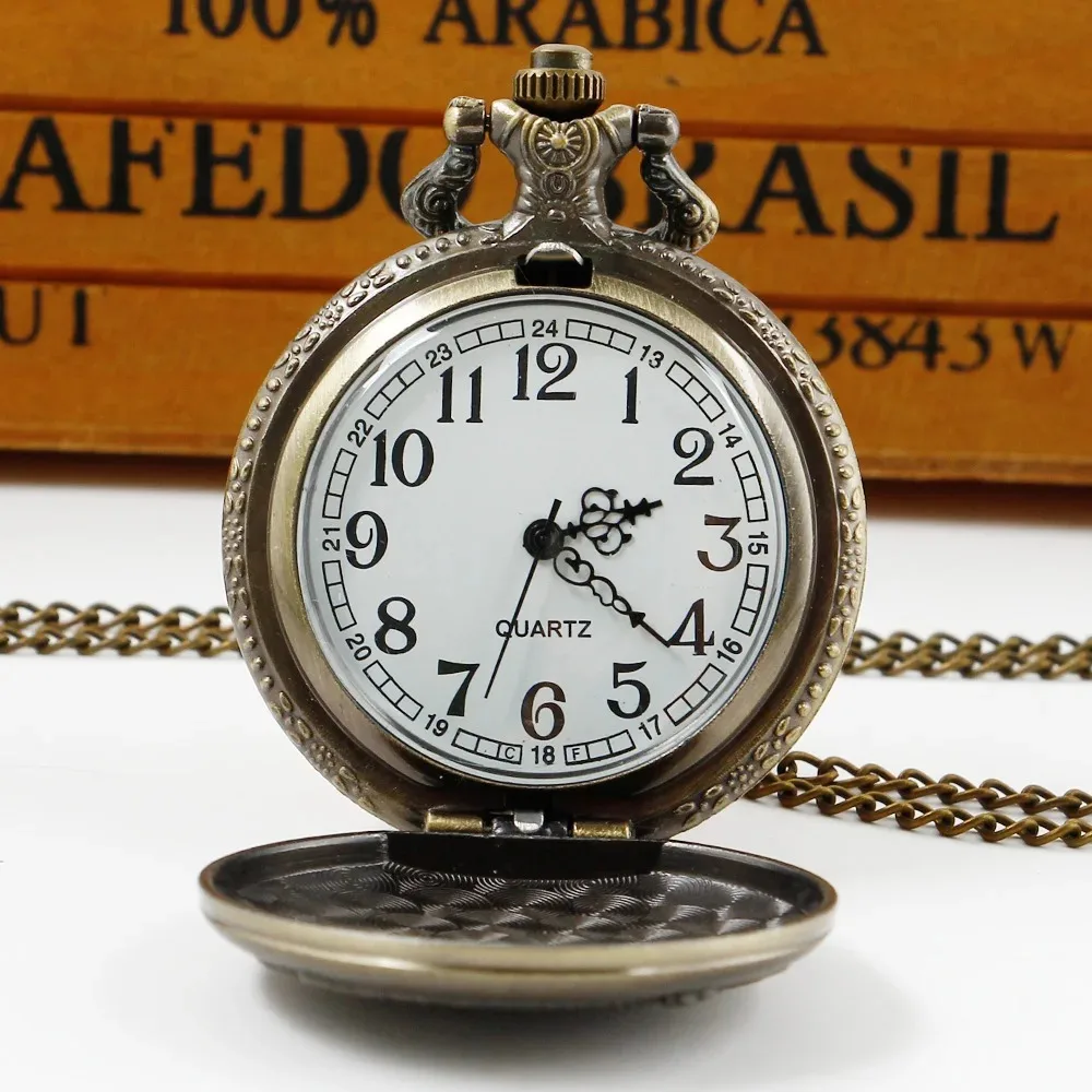 빈티지 청동 드래곤 쿼츠 아날로그 주머니 시계 남성 여성을위한 선물 목걸이 Steampunk 펜던트 시계 시계 행운을 빌어요