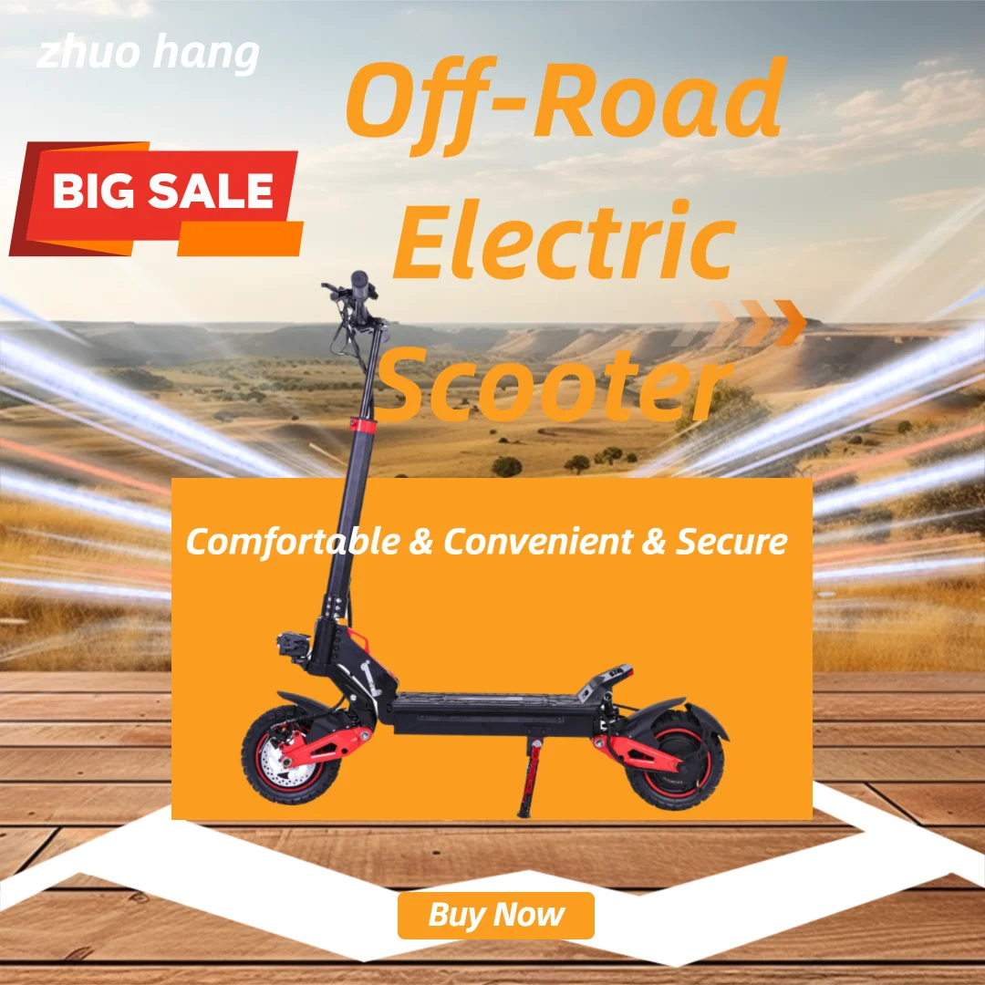 1600W Off-Road electric scooter adult with 48V 18Ah Battery 28mph Speed Range 30 Miles Foldable Design for Commuting
