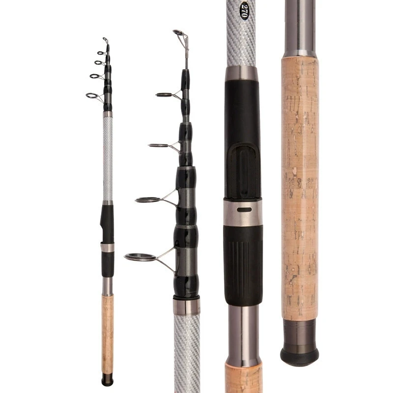 Carbon sea rod with imitation wood handle 2.1-3.6m triangle guide ring throwing rod hard adjustment fishing rod fishing gear