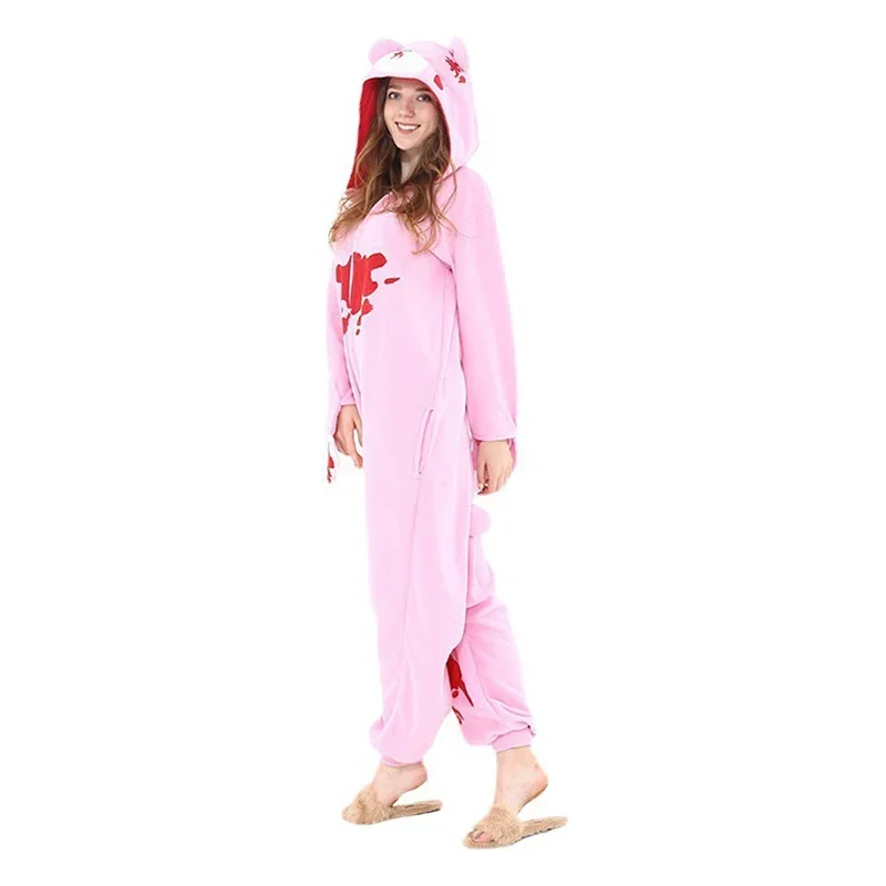 Gloomy Bear Unisex Adult Kigurumi Pajamas Anime Cosplay Costume Onesie Sleepwear Cartoon black bear with pink bear