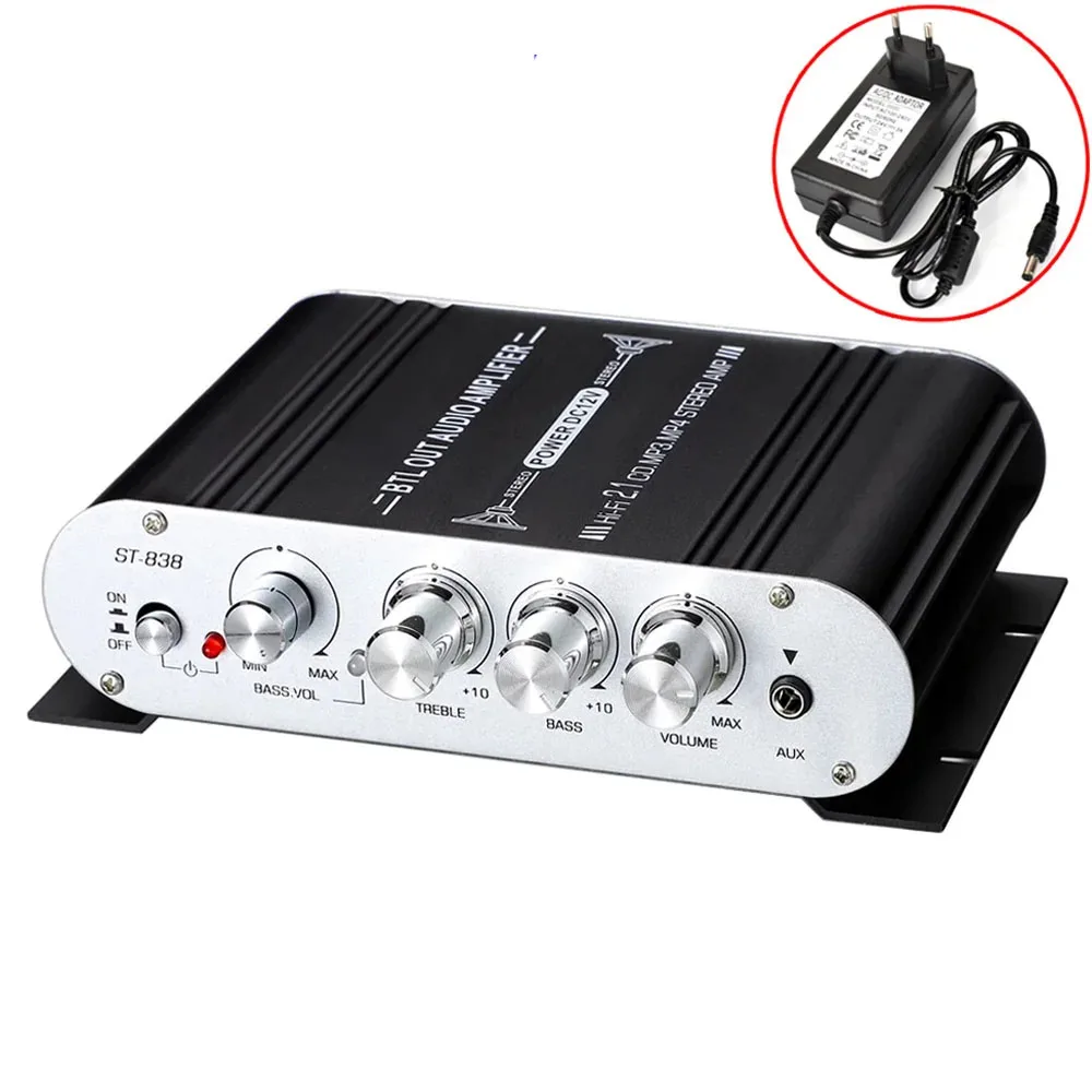 Auto-partner ST-838 2.1CH Audio Power Amplifier, RMS 20Wx2+40W Class D Stereo Digital Audio Amp with Subwoofer Output