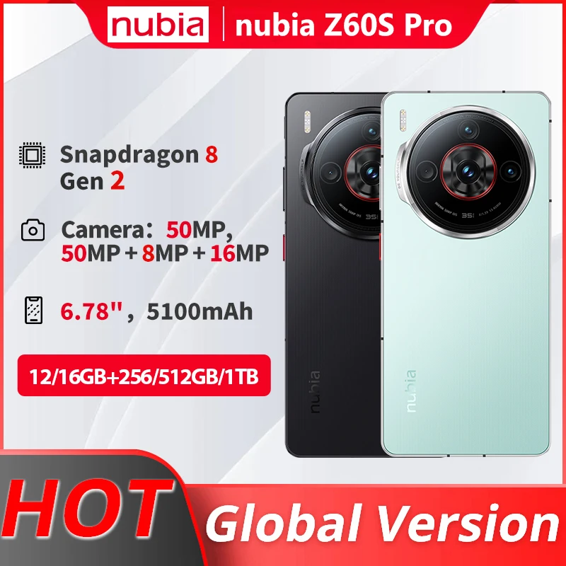 

Nubia Z60S Pro Global Version 6.78" Smartphone Snapdragon 8 Gen 2 5100mAh Battery 80W satellite communication Model NX725J AI