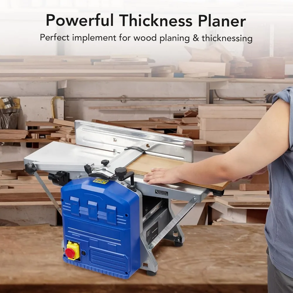 Power Benchtop Planer, 1250W Powerful Electric Planer Worktable Thickness Planer, 8000 RPM Wood Planer, Low Dust Work, Low Noise