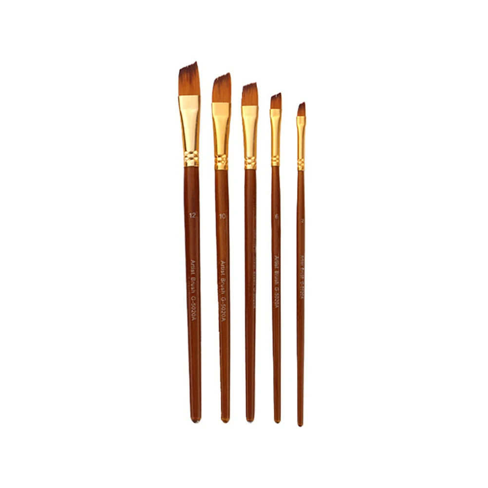 

5pcs Linen Rod Oil Painting Brushes Drawing Nylon Two Color Art Supplies Versatile Set For Beginners Students Professional
