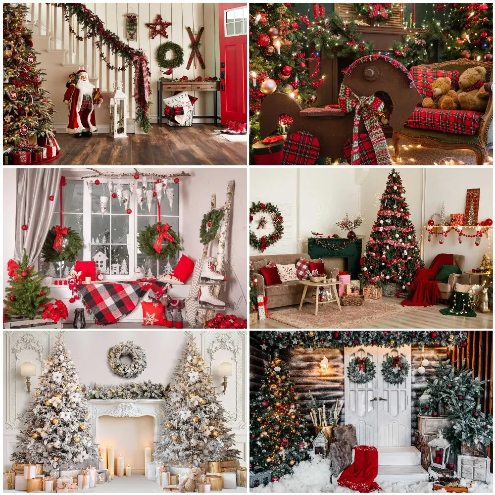 

Christmas Eve Theme Backdrop Party Supplies New Year Background Decor Santa Claus Snowman Banner for Photo Props Family Gifts