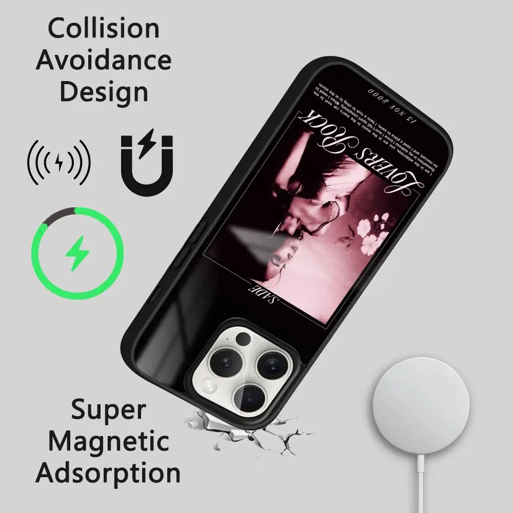S-Sade Adu Love D-Deluxe جراب هاتف آيفون 16 15 14 13 12 11 Pro Max Plus Mini Magsafe مرآة لاسلكية مغناطيسية Funda